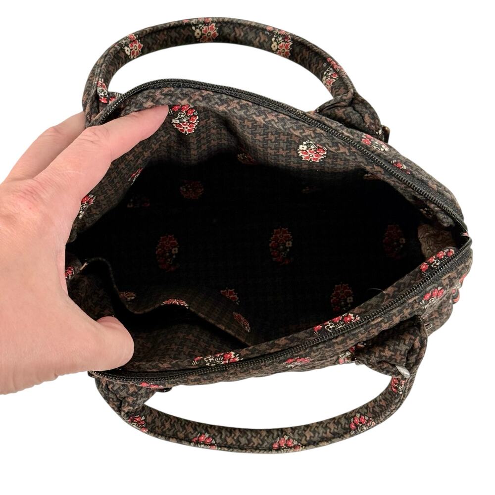 Vera Bradley Women's Brown Houndstooth & Floral Lucy Handbag & Wallet Retired - Picture 7 of 13